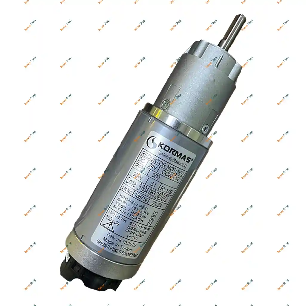 موتور 24V DC KORMAS گیربکس خورشیدی 90 وات 300 دور با انکودر